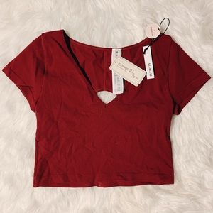 FOREVER 21 Red Open Back Crop Top
